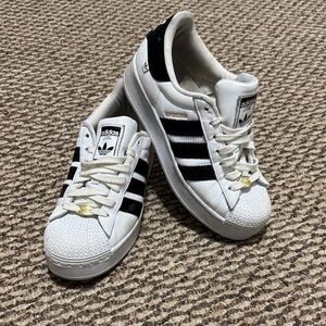 Adidas White and Black Superstar Sneakers